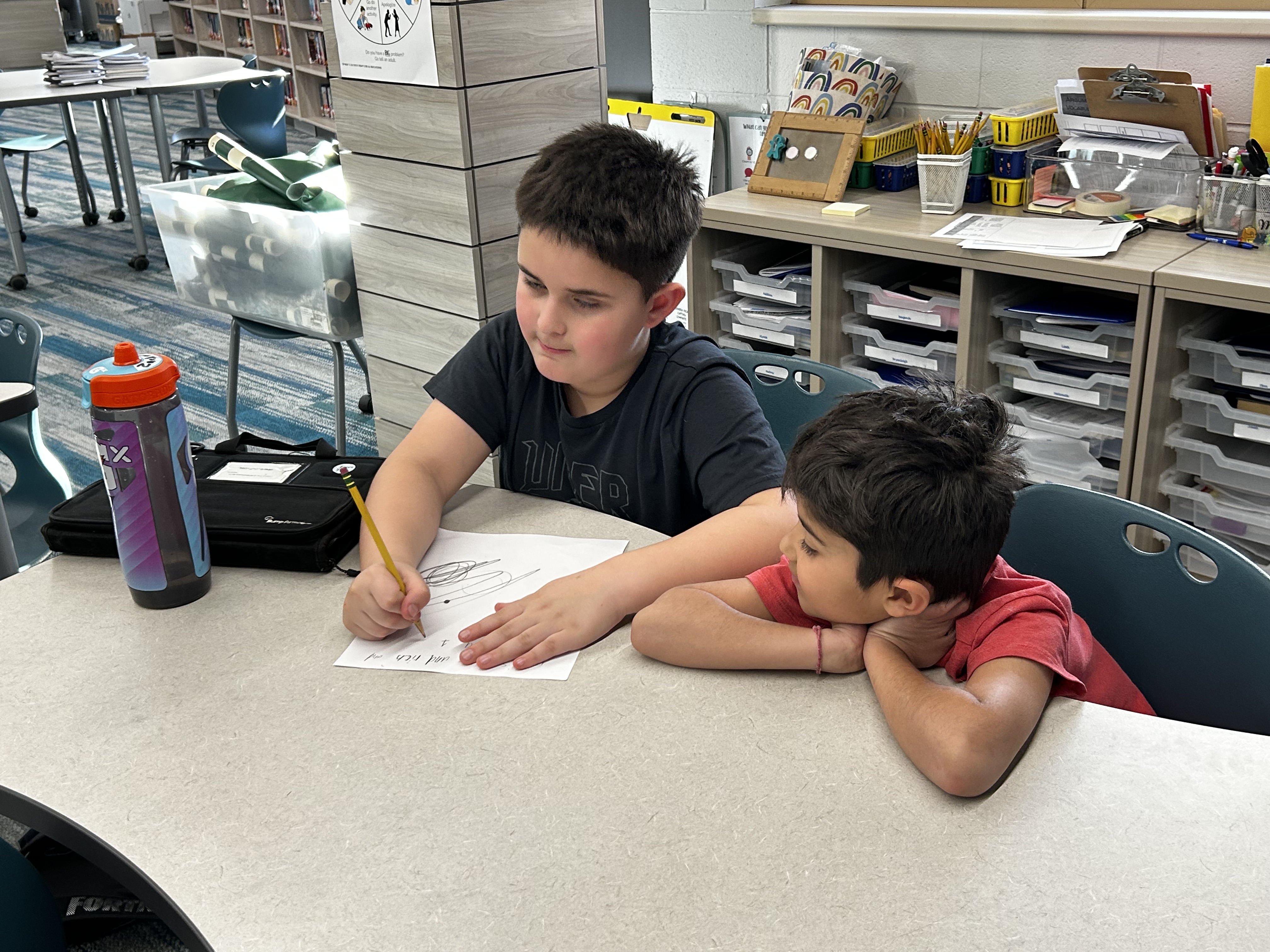 Two students working together